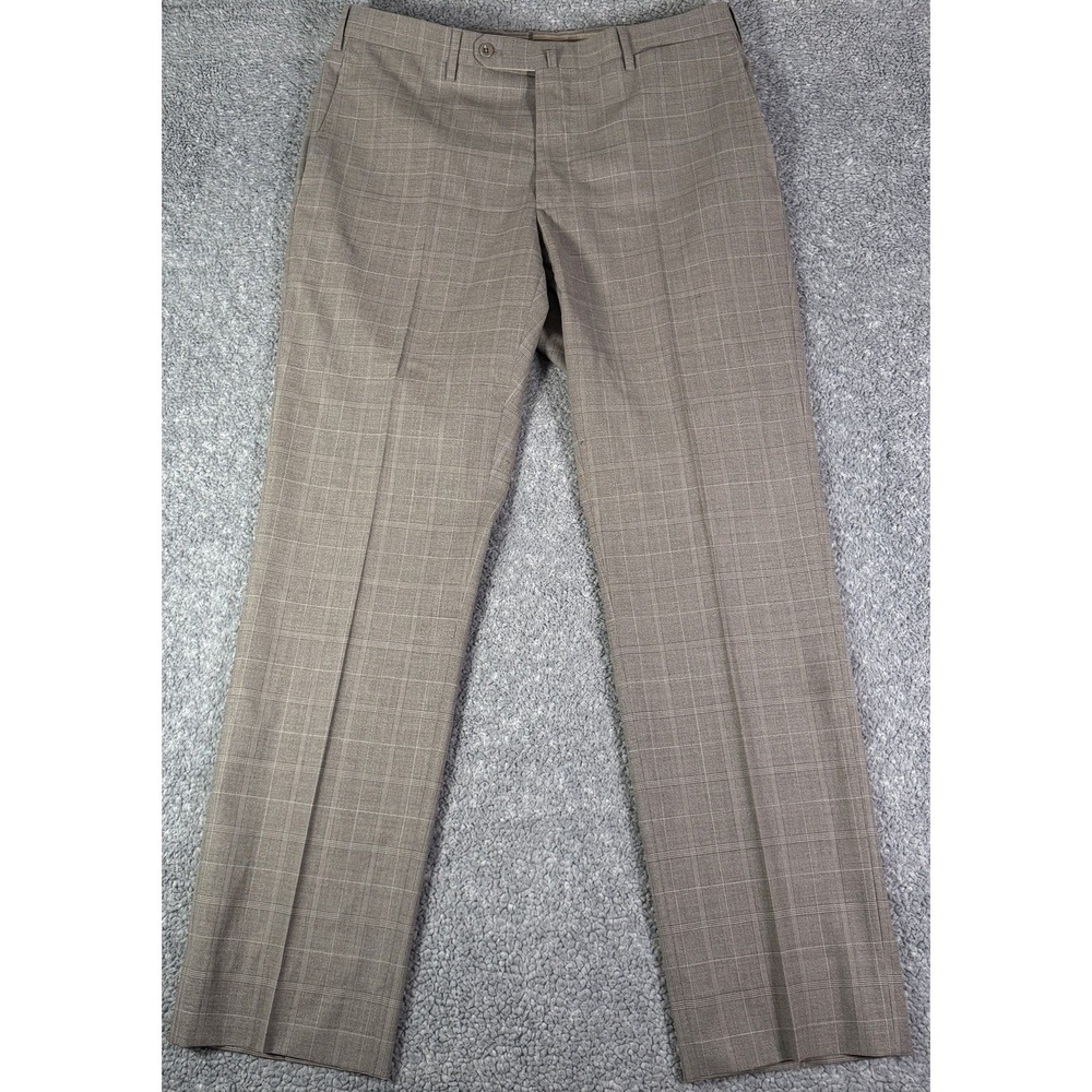 INCOTEX Slowear Dress Pants Benson Glen Plaid Super 130's Wool Trouser 36x32